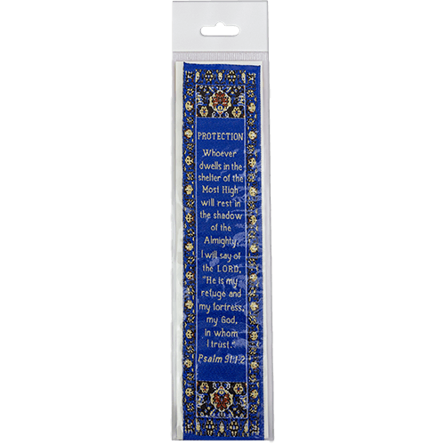 Divine Protection, Woven Fabric Christian Bookmark,  Silky Soft Psalm 91:1-2 Bookmarker for Novels Books and Bibles, Traditional Turkish Woven Design, Flexible Memory Verse Bookmark Gift