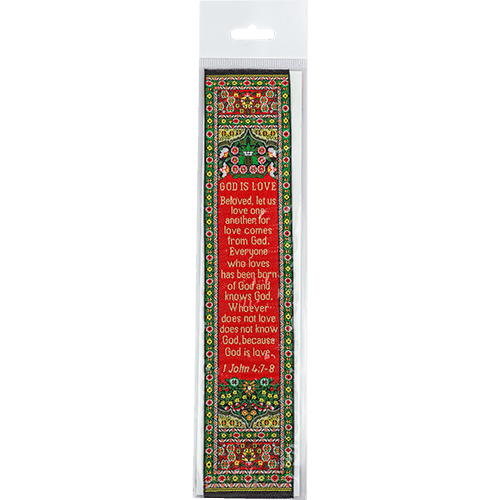 turkish tapestry-style woven bookmark in packaging