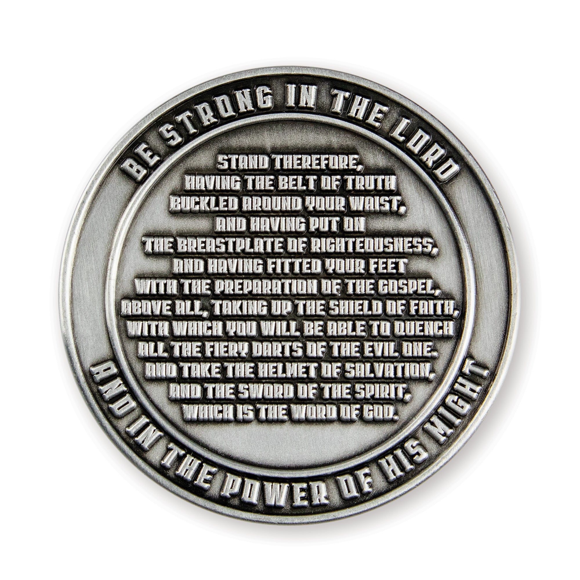 Armor of God - Mighty Warrior Challenge Coin,  Religious Pocket Prayer Token, Ephesians 6:10-20