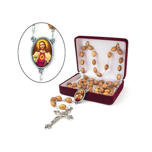 Jesus Sacred Heart Olive Wood Rosary