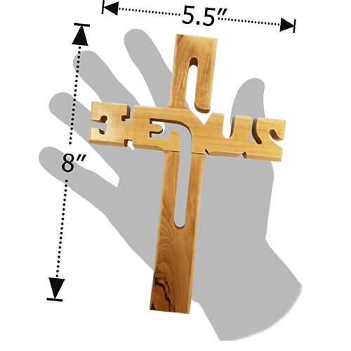 Olive Wood Wall Cross Jesus Cut Out (L)