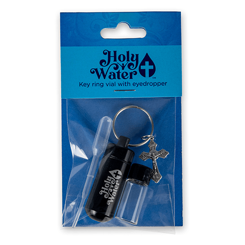 Catholic Holy Water Bottle Keychain Kit - Black