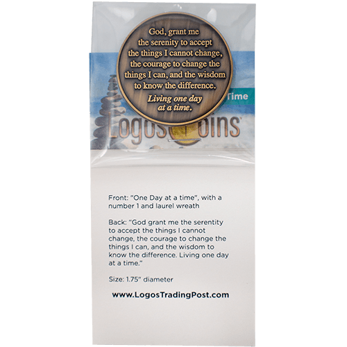 One Day at a Time Antique Gold Plated Challenge Coin with Serenity Prayer