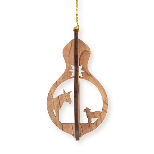 Nativity & Barn Animals, 3D Olive Wood Christmas Ornament