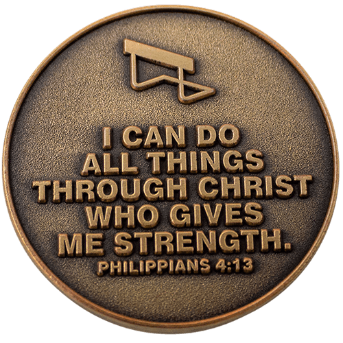 Track Team Antique Gold Plated Sports Coin - Philippians 4:13