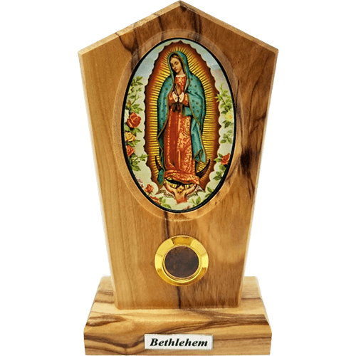 Our Lady of Guadeleupe Icon Olive Wood Stand