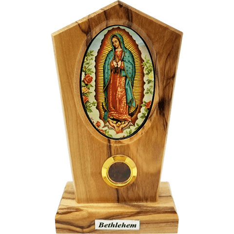 Our Lady of Guadeleupe Icon Olive Wood Stand
