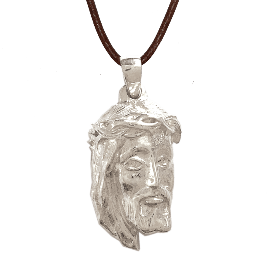 Men's Jesus Savior Relief Sterling Silver Pendant
