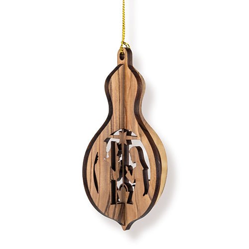 Nativity, Star & Shepherd, 3D Olive Wood Christmas Ornament