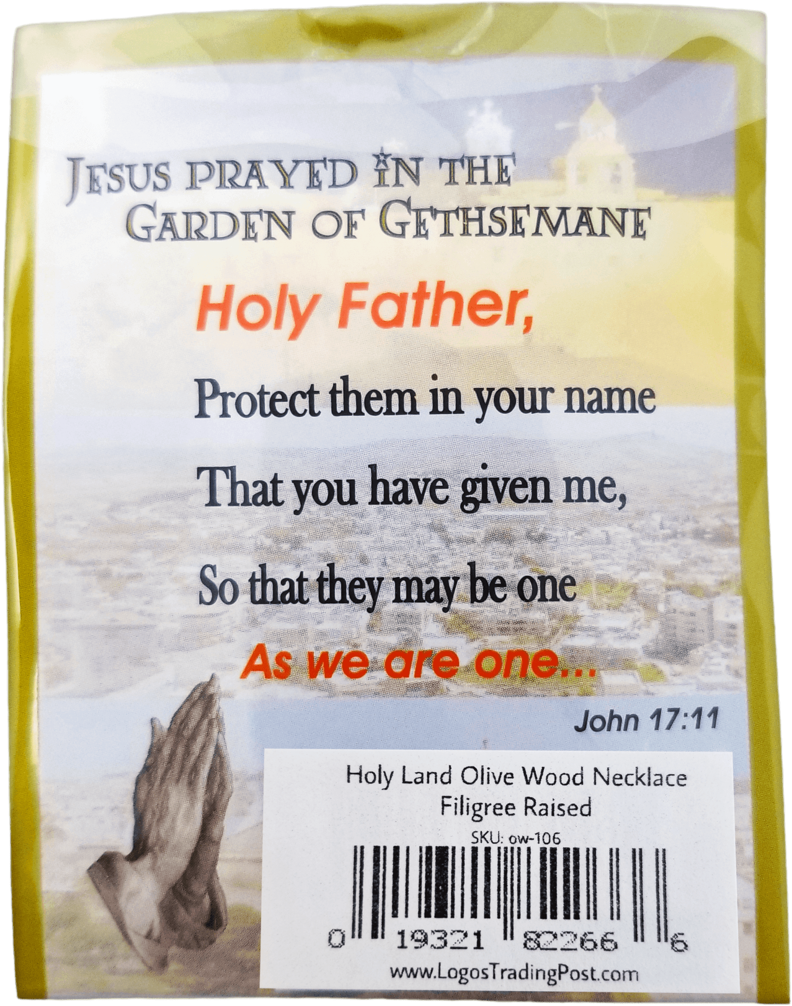 Olive Wood Raised Filigree Cross Necklace