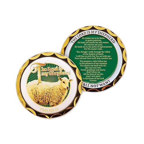 The Lord is my Shepherd Gold Plated Christian Challenge Coin - Psalm 23