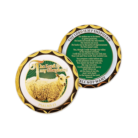 The Lord is my Shepherd Gold Plated Christian Challenge Coin - Psalm 23