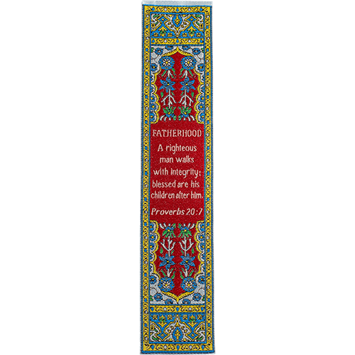 Woven Fabric Christian Bookmark for Dad - Proverbs 20:7
