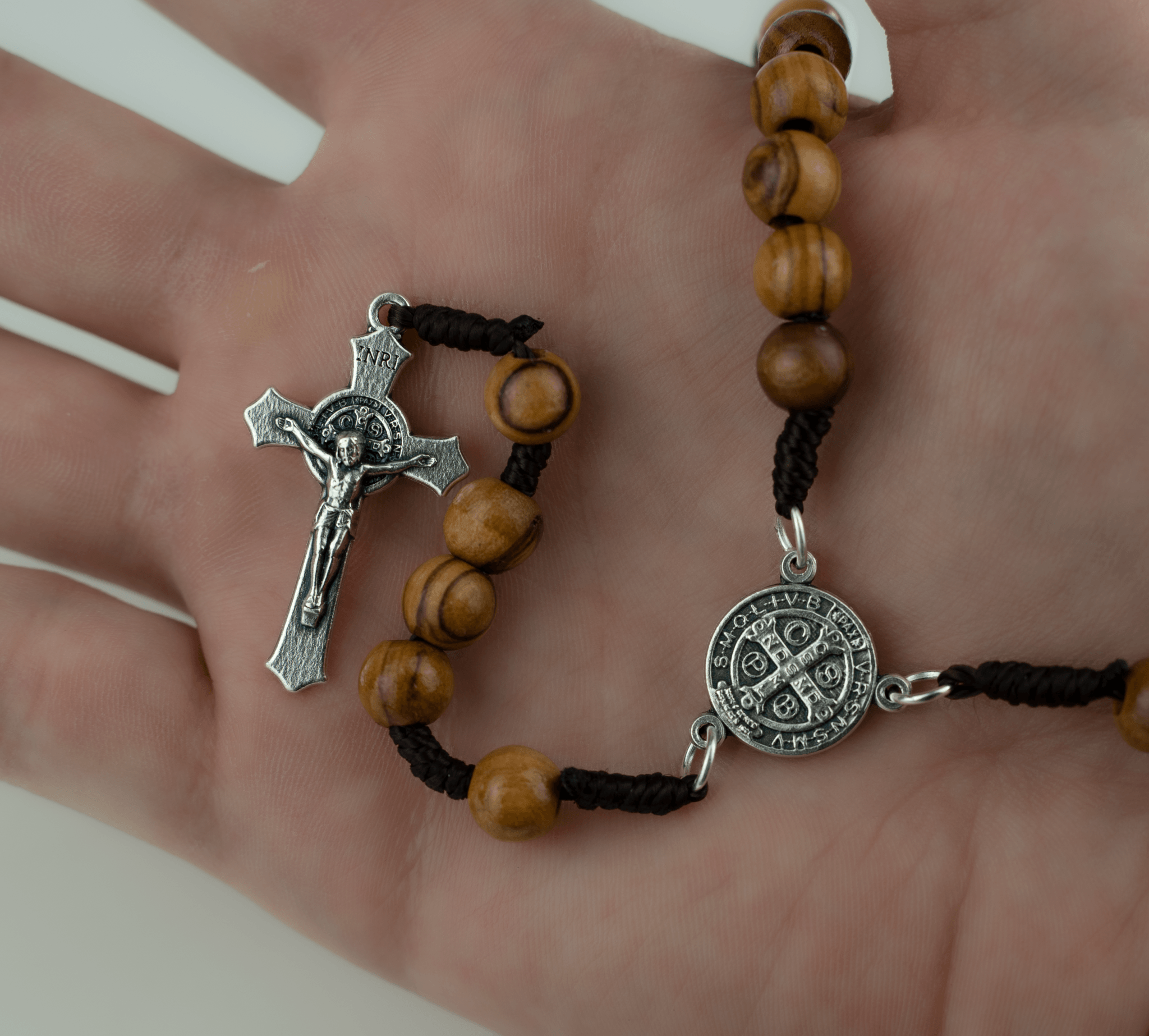 Olive Wood Rosary Saint Benedict