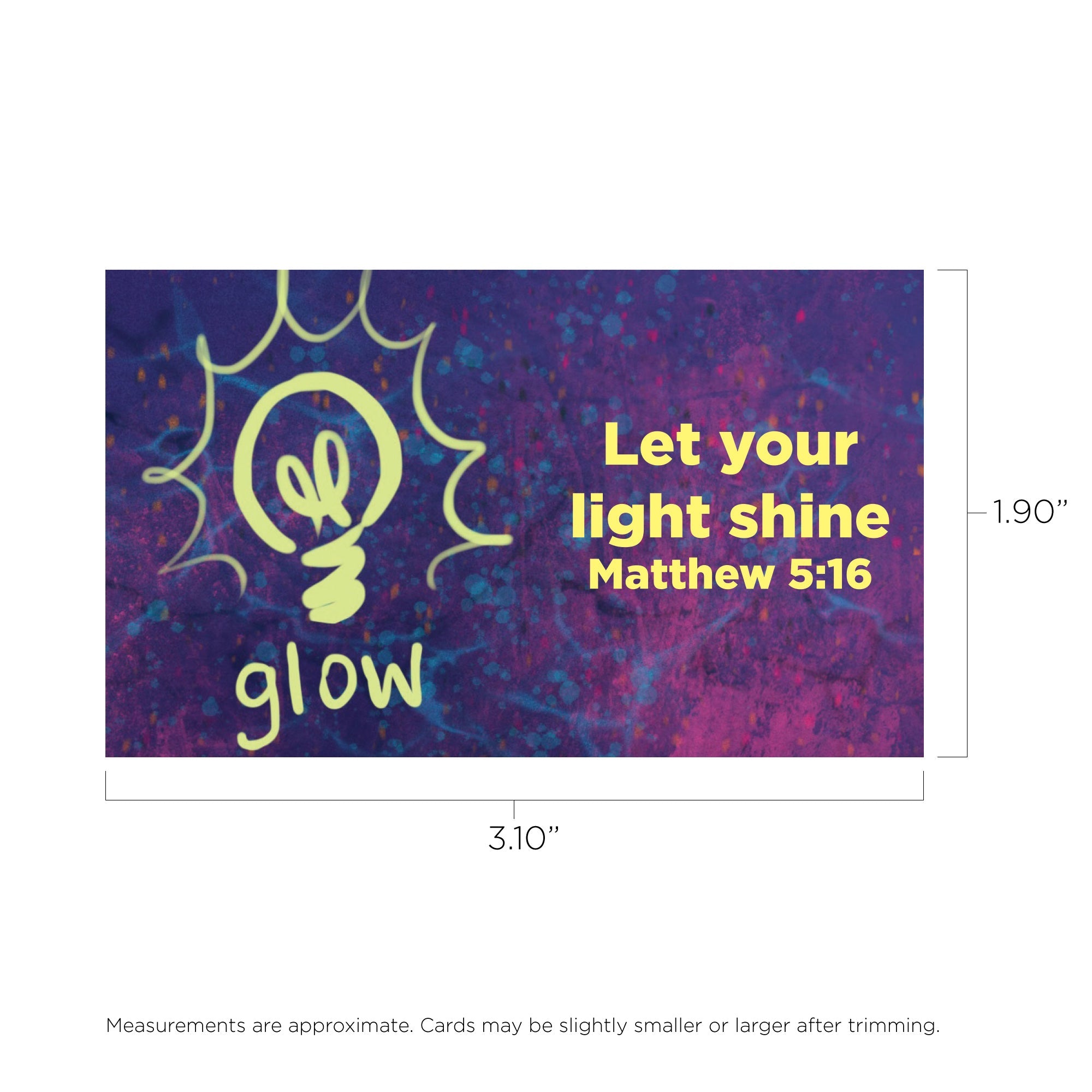 Children and Youth, Pass Along Scripture Cards, Glow, Matthew 5:16 Pack of 25