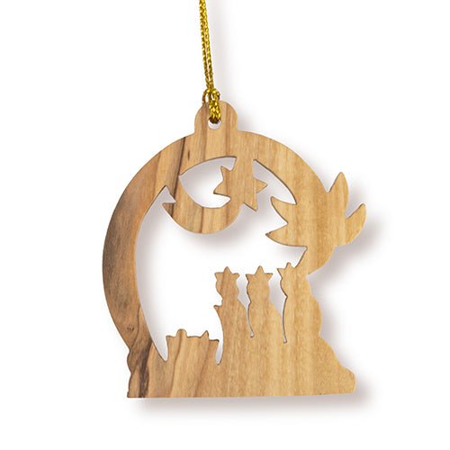 Wisemen & Star, Olive Wood Christmas Ornament
