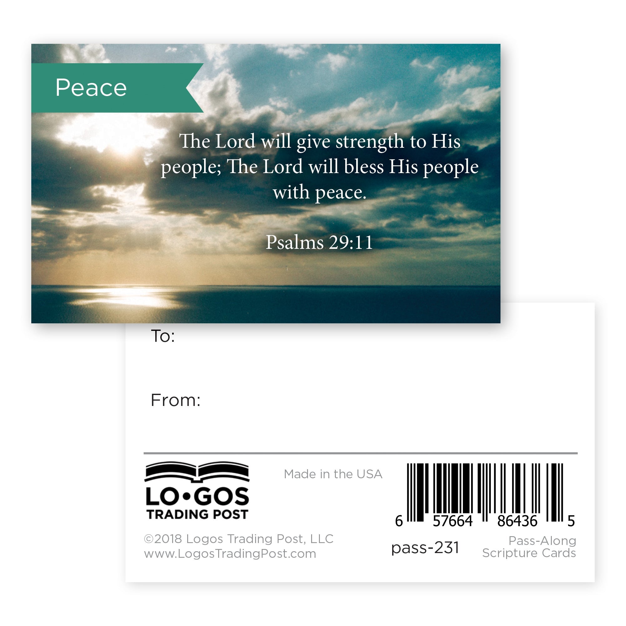 Pass Along Scripture Cards, Peace, Psalms 29:11, Pack 25