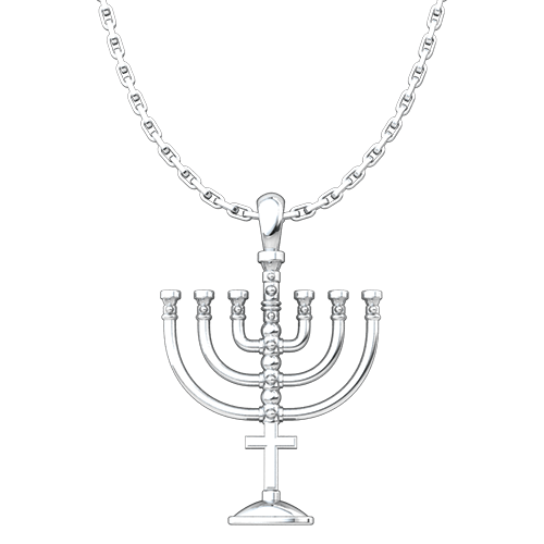 Messianic, Menorah Sterling Silver Pendant Necklace for Men and Women