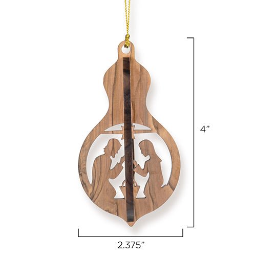 Nativity, Star & Shepherd, 3D Olive Wood Christmas Ornament