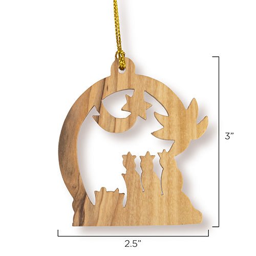 Wisemen & Star, Olive Wood Christmas Ornament