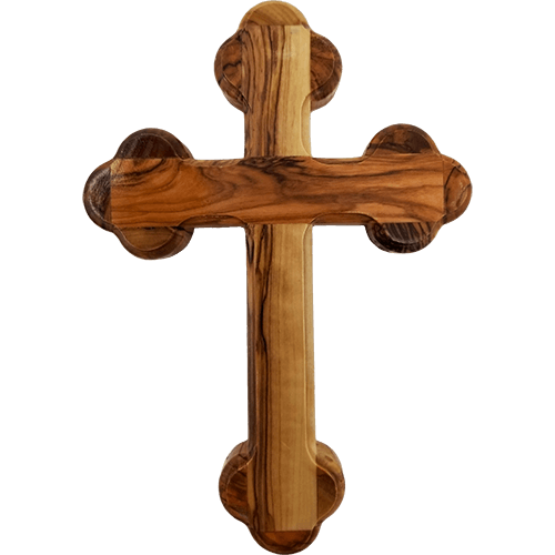 Olive Wood Wall Bottony Cross, Eastern - Greek (L)