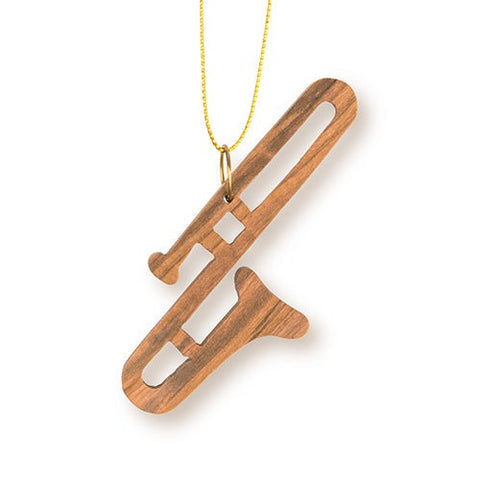 Trombone Christmas Ornament, Holy Land Olive Wood