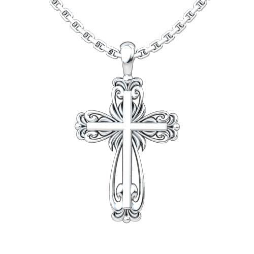 Elegant Cross Sterling Silver Necklace on an 18 inch chain