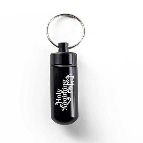 Oil Vial Keyring showing keyring vial holder