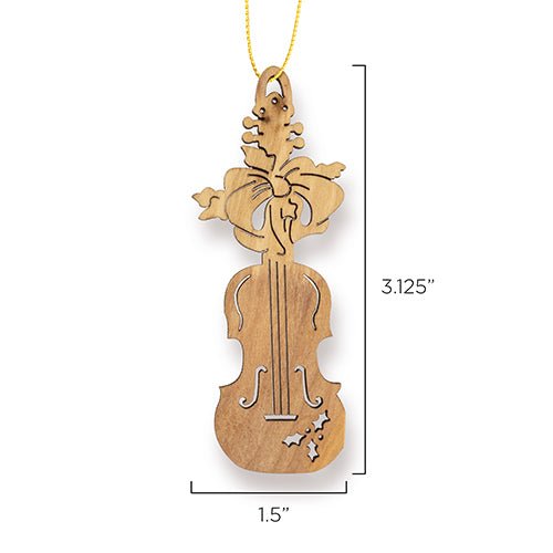 Violin Christmas Ornament, Holy Land Olive Wood