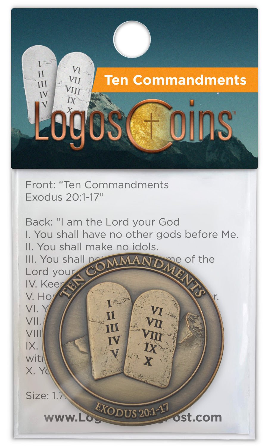 Ten Commandments Antique Gold Plated Challenge Coin