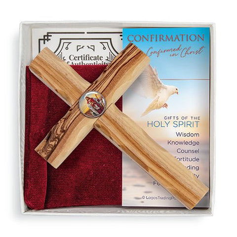 Good Shepherd Confirmation Olive Wood Sacrament Cross