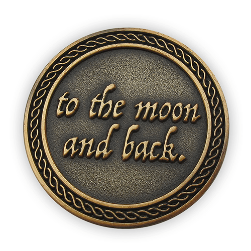 "I Love You to the Moon and Back" Romantic Love Expression Antique Gold Plated Coins