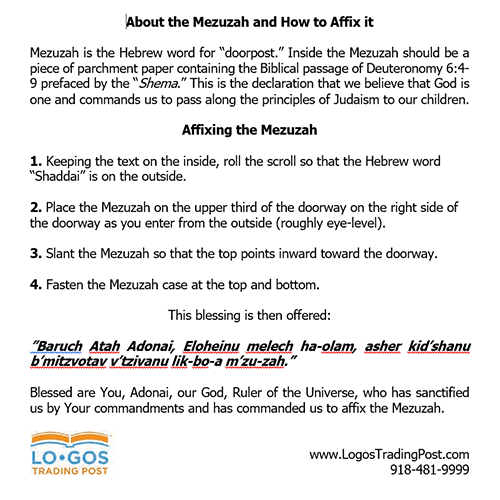 Ten Commandments, Menorah and Star of David Olive Wood Mezuzah