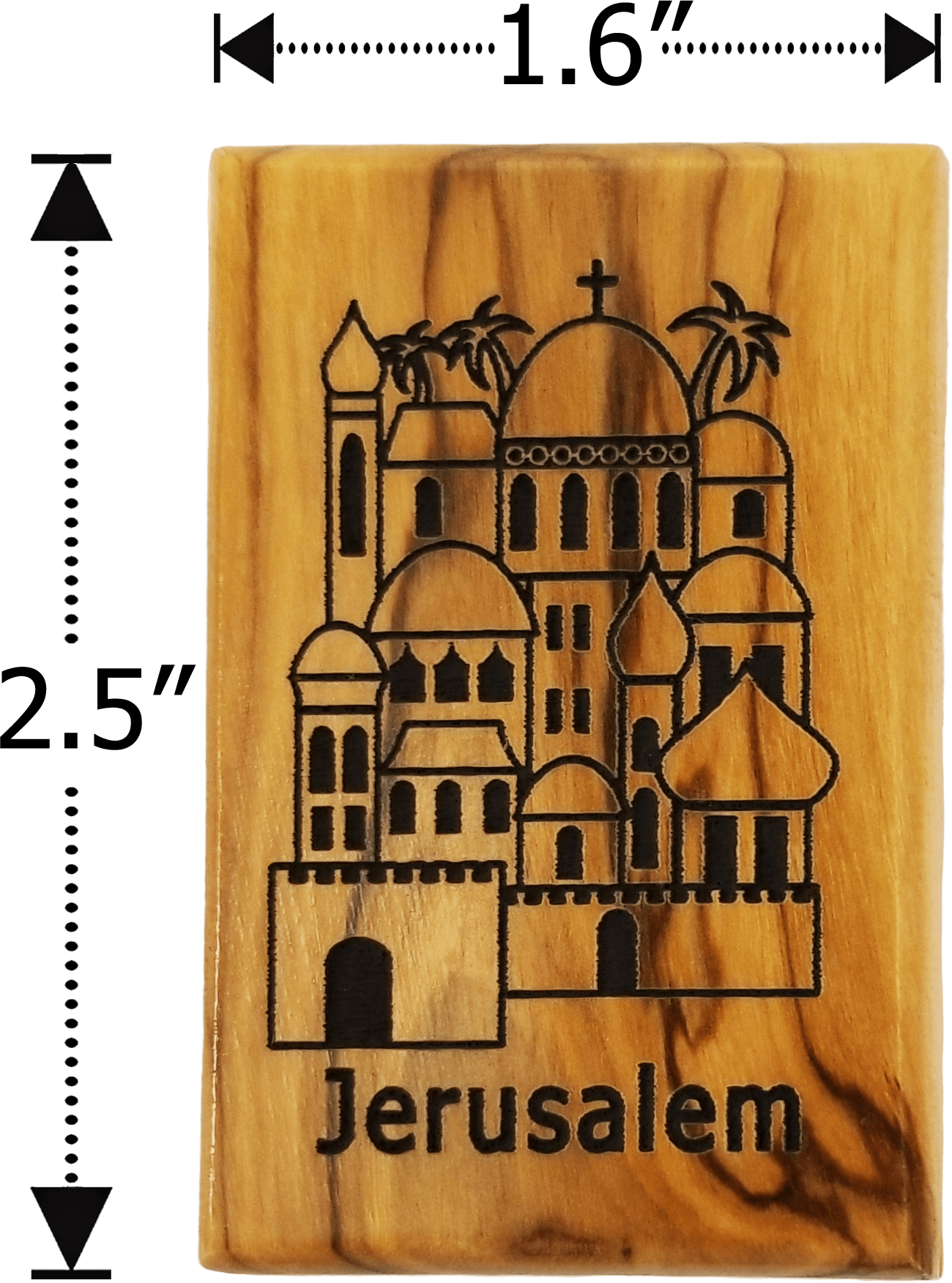 Jerusalem City Olive Wood Magnet dimensions