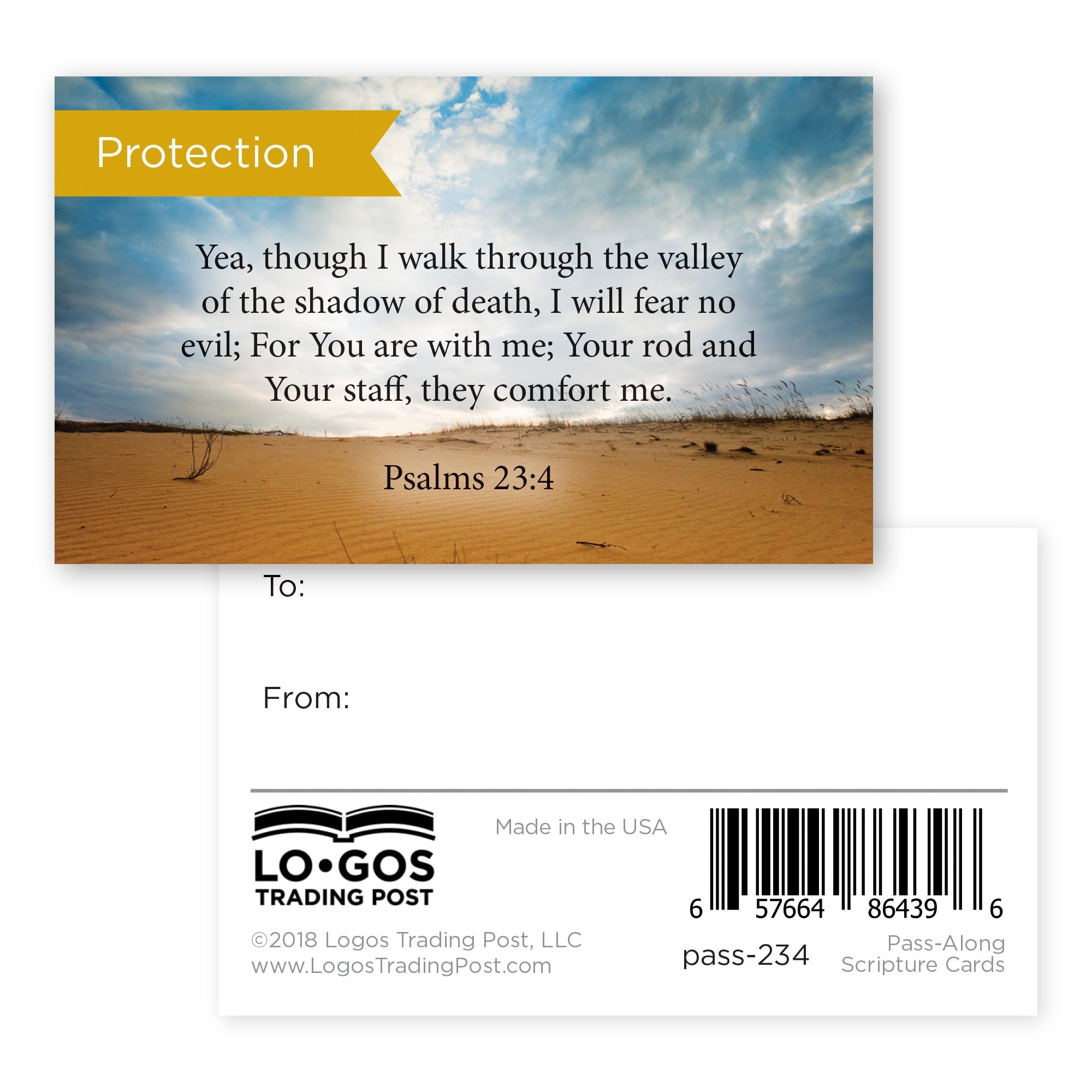 Pass Along Scripture Cards, Protection, Psalms 23:4, Pack 25