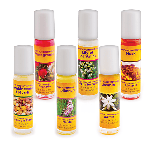 Holy Land Anointing Oils from Israel, Assorted Sample Kit 1, Bulk Set of 6 Bottles, 1/4oz Each, Made in Jerusalem from Local Herbs and Essences, Gift for Pastors & Priests, Surtido de Aceite de Unción