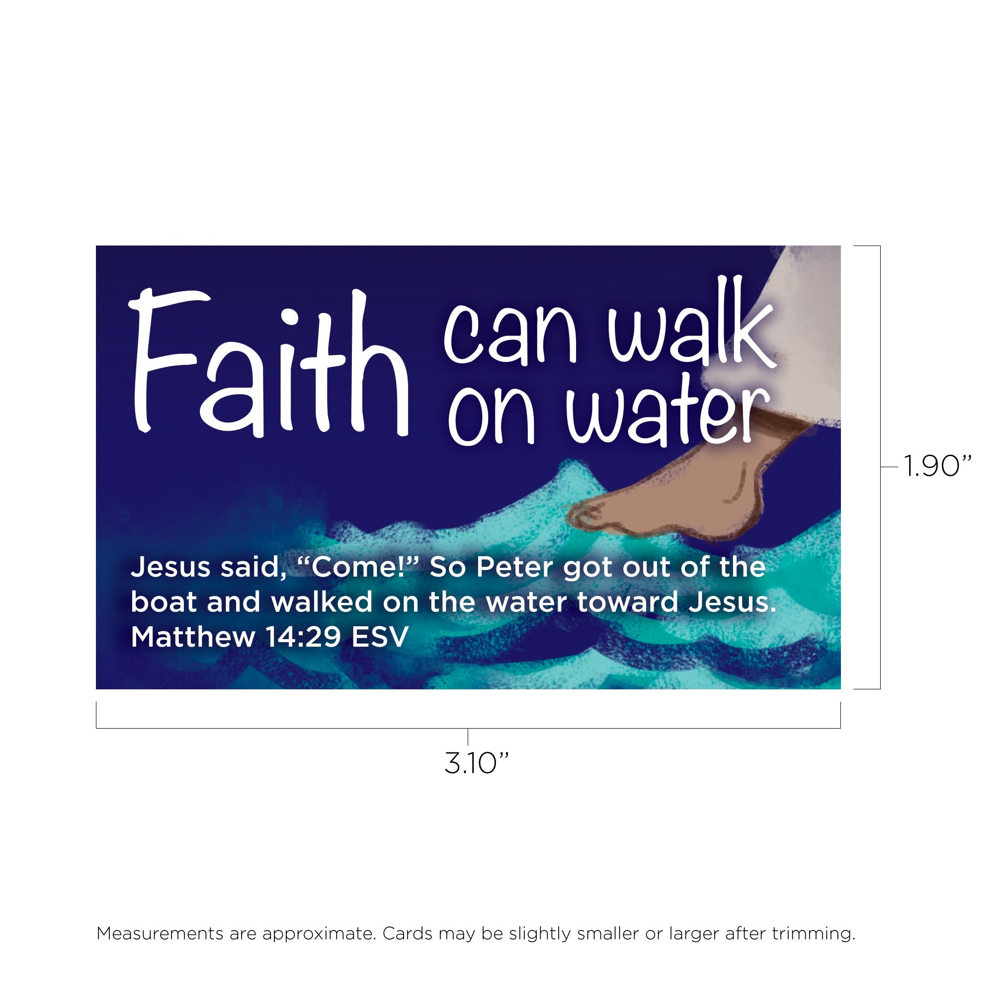 Children's Pass Along Scripture Cards - Faith Can Walk on Water, Pack of 25