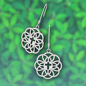 Logos Jewelry - Flourish Cross, Sterling Silver Earrings - Logos Trading Post, Christian Gift