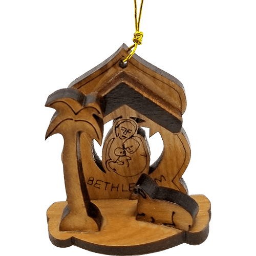 Holy Land 4 Ornament Olive Wood Nativity Set in Box  #4