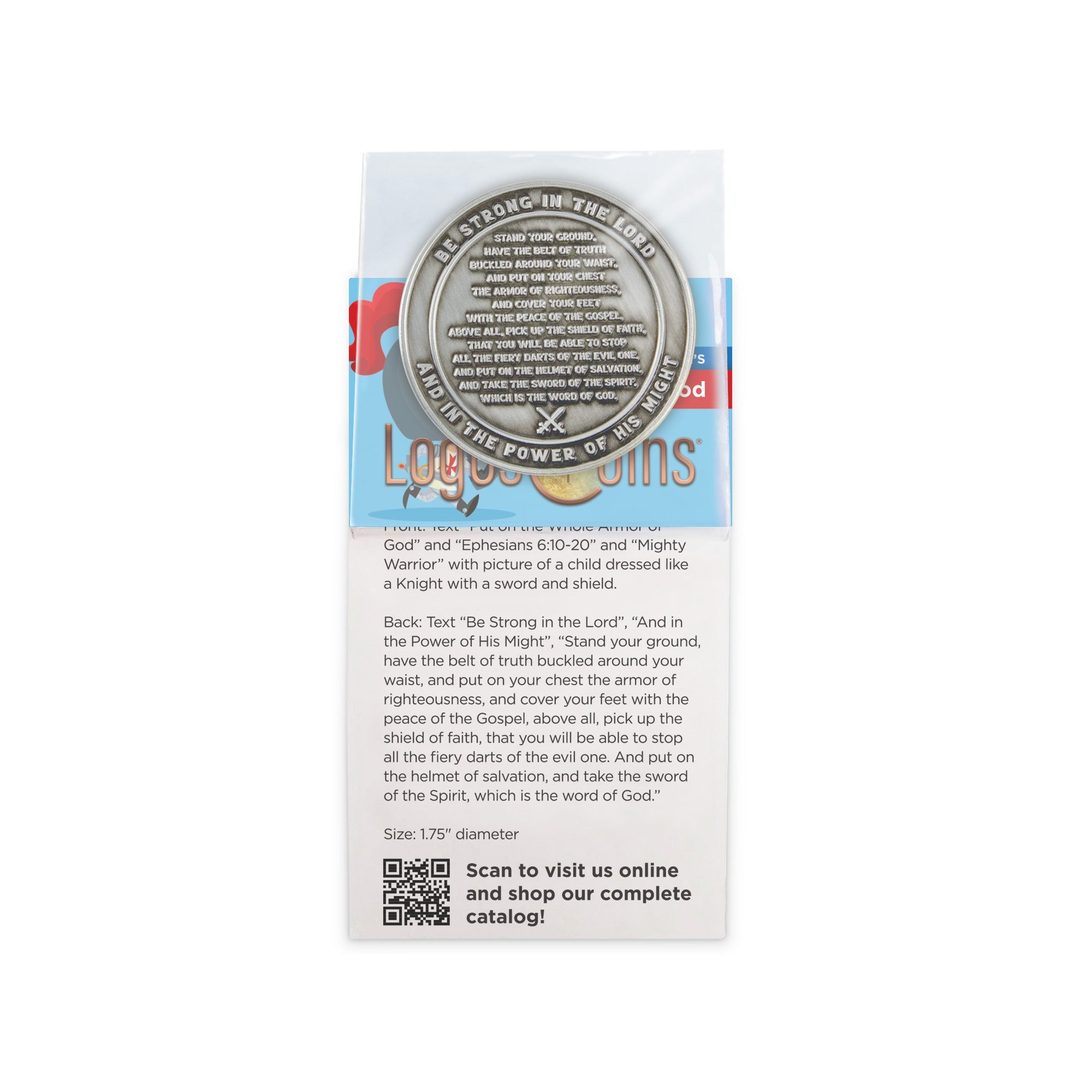 Armor of God - Children's Challenge Coin,  Religious Pocket Prayer Token, Ephesians 6:11-13