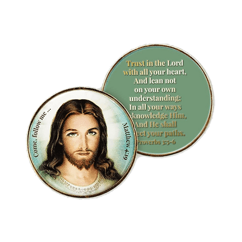 Sacred Heart of Jesus Christian Challenge Coin - Proverbs 3:5-6