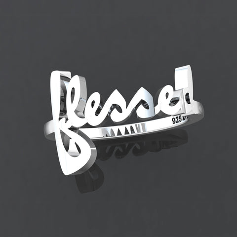 Blessed Sterling Silver Script Cross Ring, Words of Life Collection