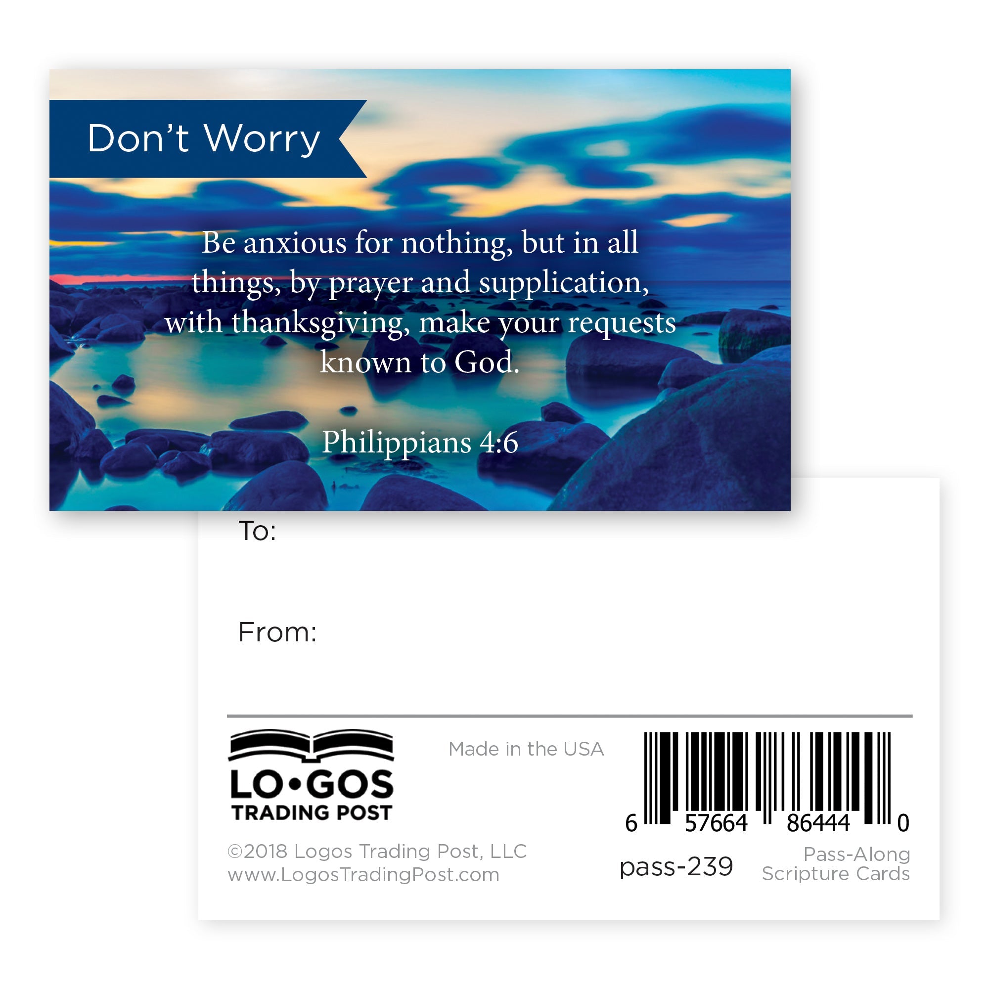 Pass Along Scripture Cards, Don't Worry, Be Anxious Phil 4:6, Pack 25
