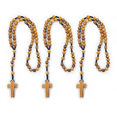 bulk olive wood rosary, cord style pack of 3, Each 15 "