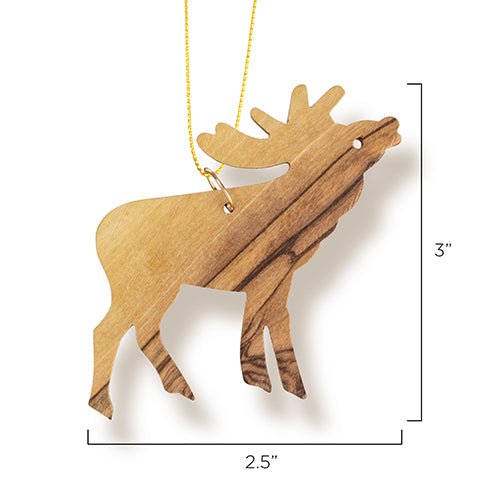 Caribou Christmas Ornament, Holy Land Olive Wood