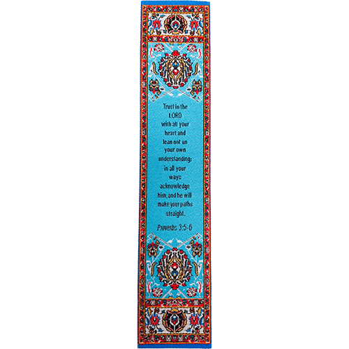 Trust in the Lord with All Your Heart, Themed Assortment of 4 Woven Fabric Bible Verse Bookmarks, Silky Soft & Flexible Religious Bookmarkers for Novels Books & Bibles, Woven Design, Memory Verse Gift