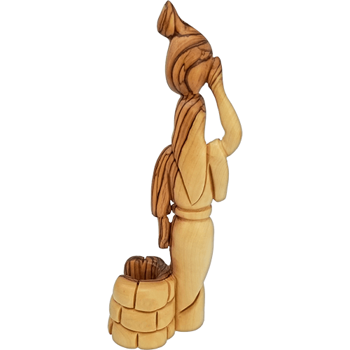 Holy Land Olive Wood Statue - Woman at the Well, 9"