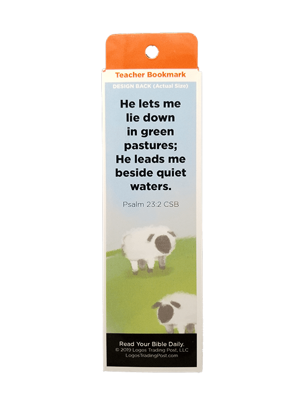 Children's Christian Bookmark, Jesus is My Shepherd, Psalm 23:2 - Pack of 25 - Logos Trading Post, Christian Gift