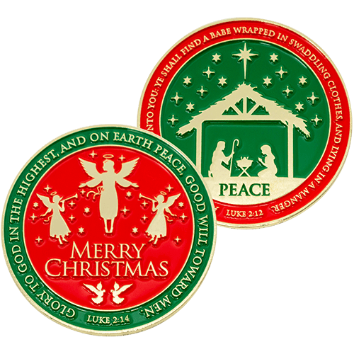 Merry Christmas Gold Plated Christian Challenge Coin - Luke 2:12