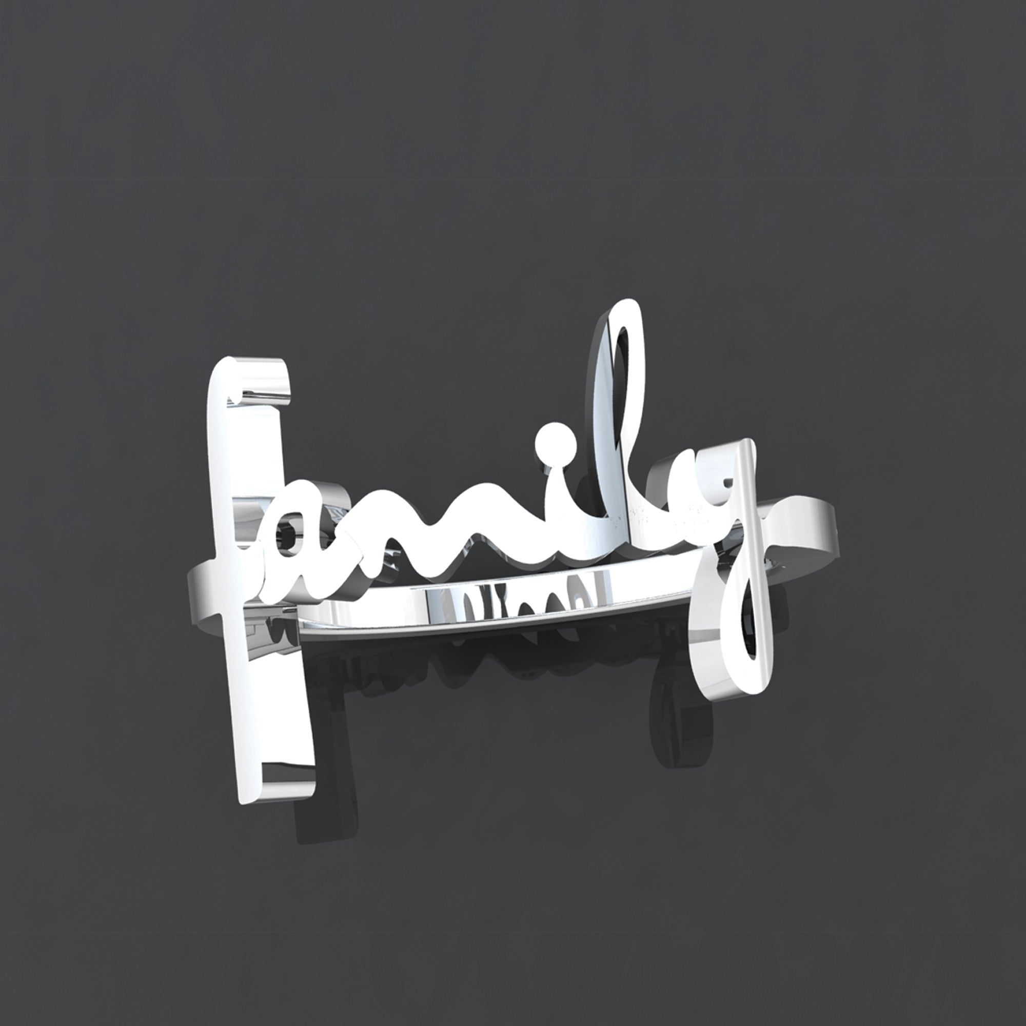 Family Sterling Silver Script Cross Ring, Words of Life Collection